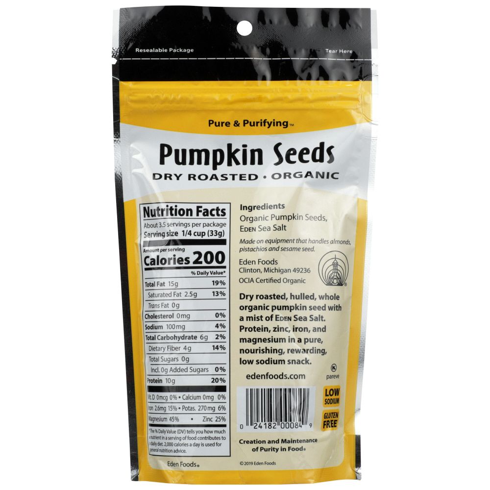 EDEN FOODS: Seed Pumpkin Dry Roasted, 4 oz