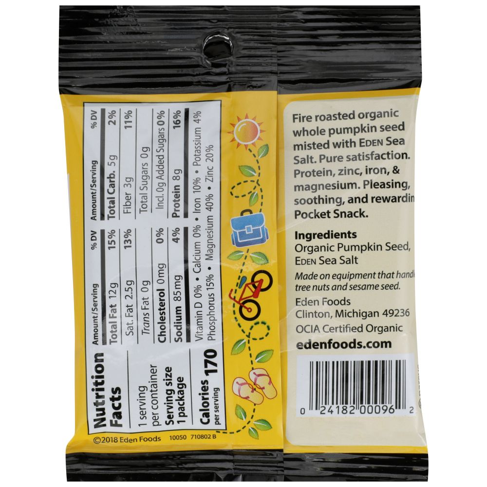 EDEN FOODS: Pocket Snack Pumpkin Seed Roasted, 1 oz