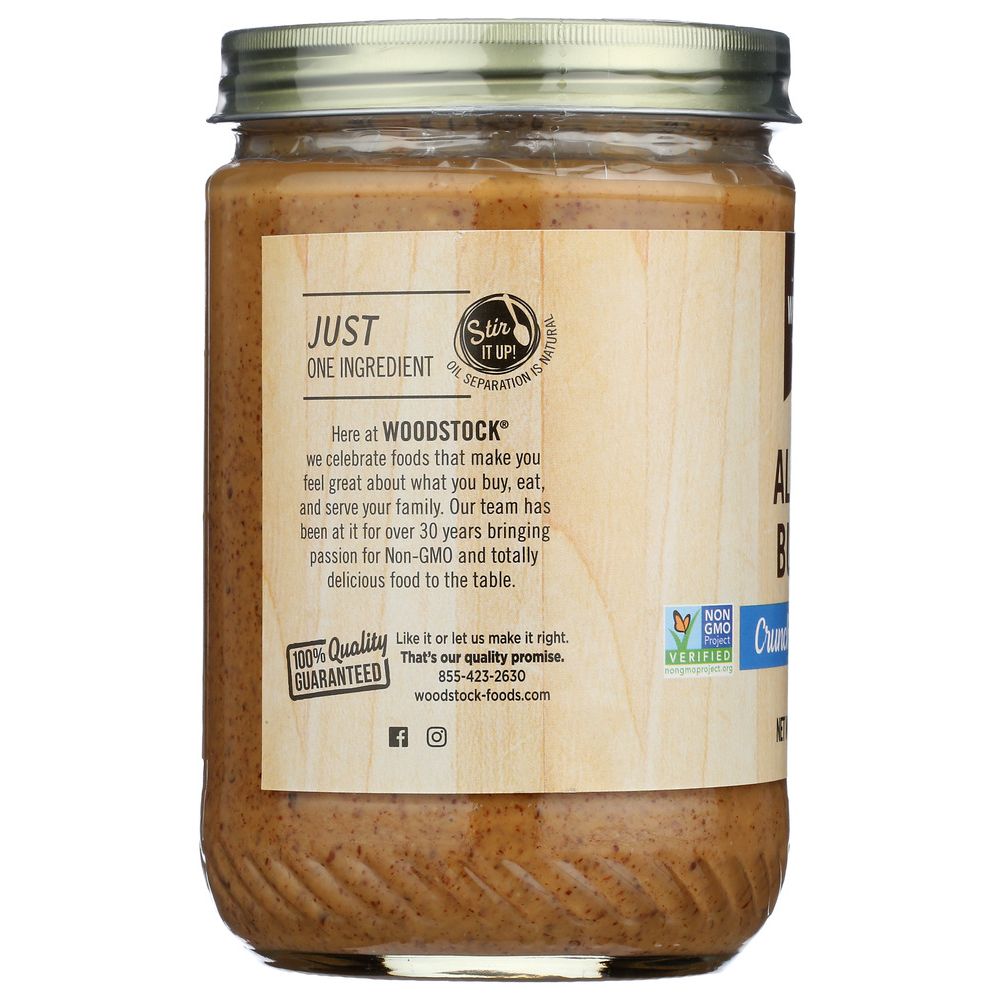WOODSTOCK: Almond Butter Unsalted Crunch, 16 oz