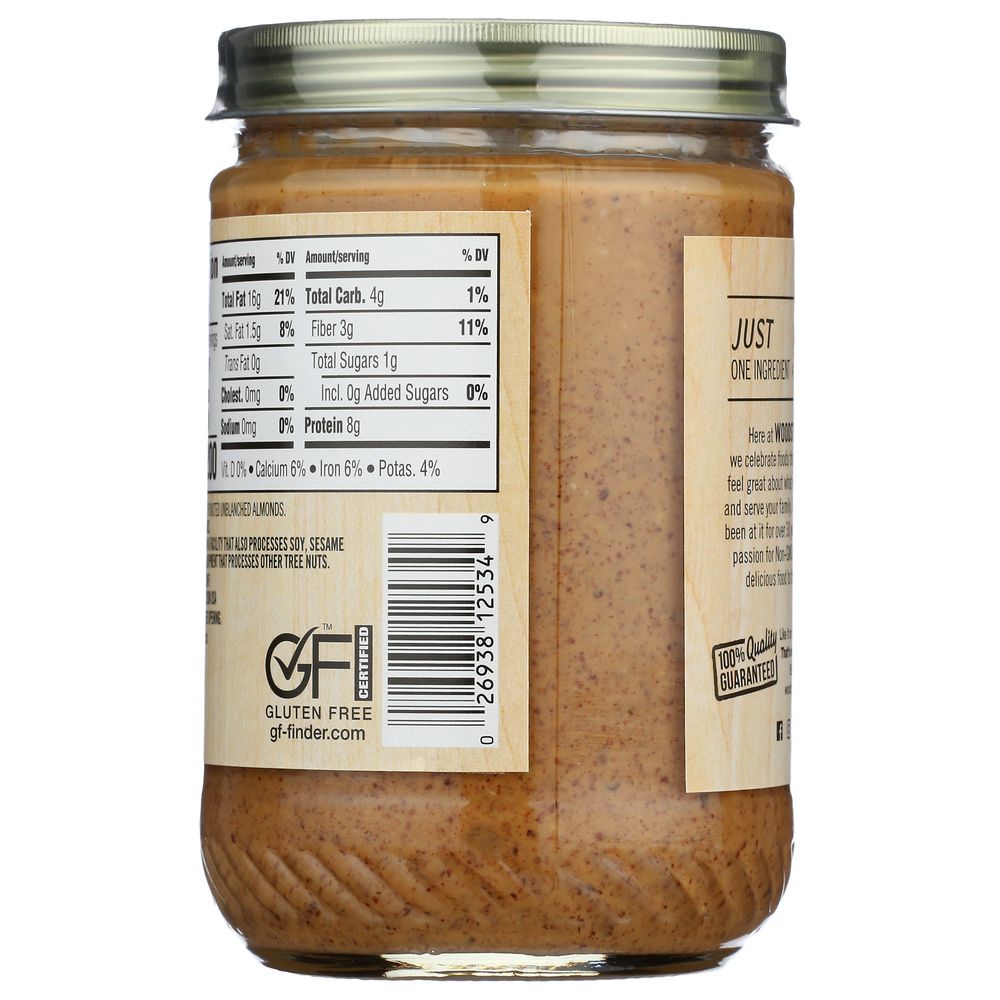 WOODSTOCK: Almond Butter Unsalted Crunch, 16 oz