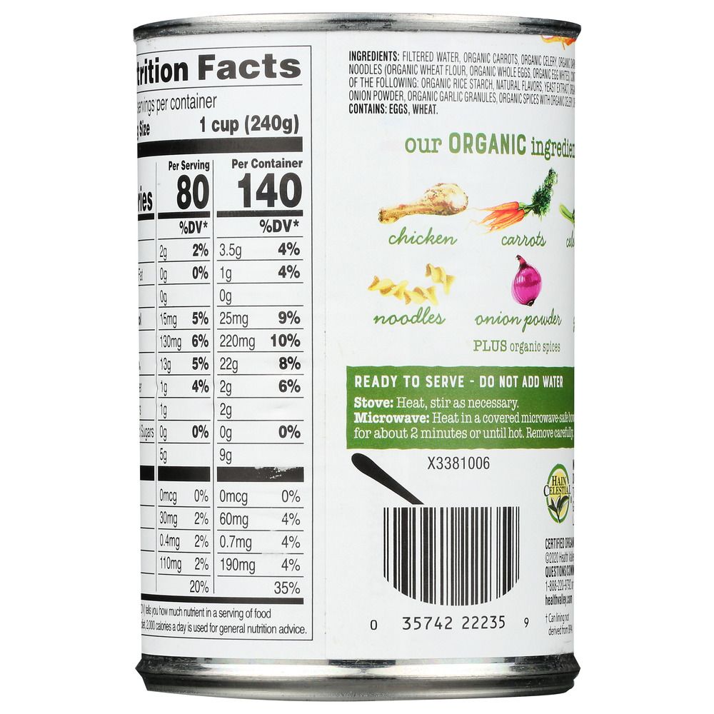 HEALTH VALLEY: Organic Chicken Noodle Soup Low Sodium, 15 oz