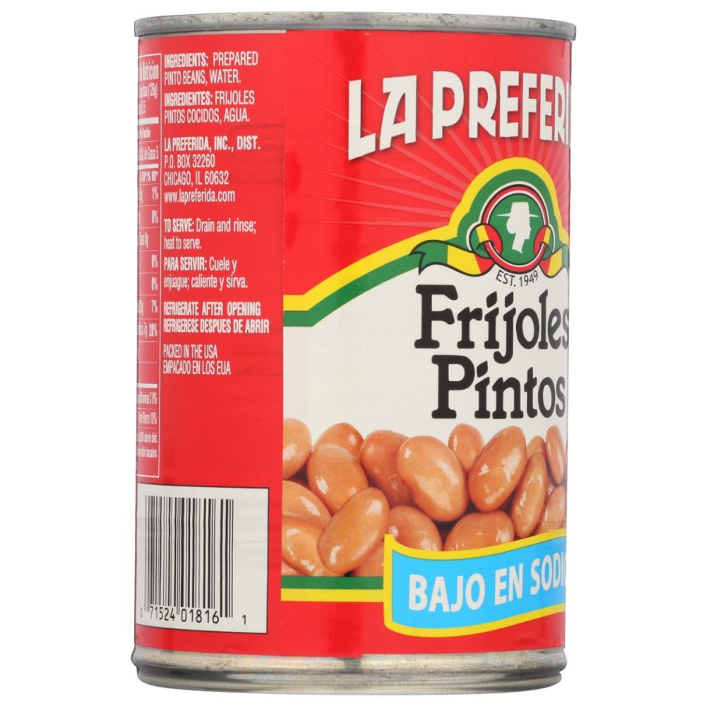 LA PREFERIDA: Low Sodium Pinto Beans, 15 oz