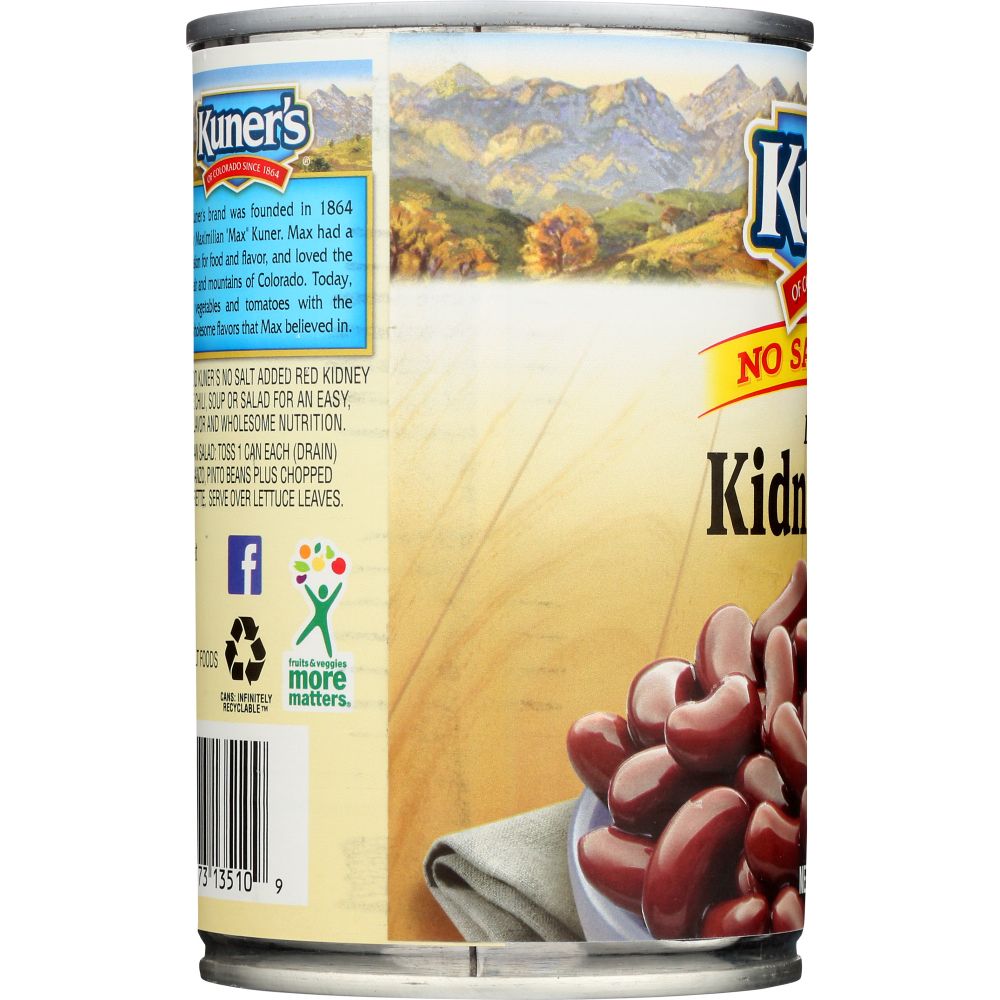 KUNERS: Kidney Beans Dark Red No Salt Added, 15.5 oz