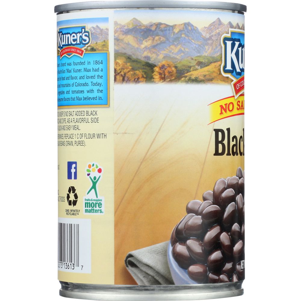 KUNER'S: Black Beans No Salt Added, 15 oz