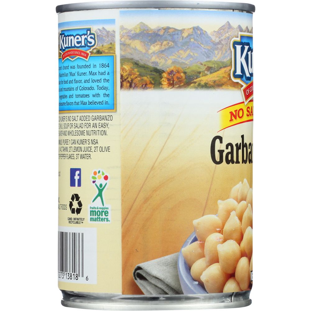 KUNERS: No Salt Added Garbanzo Beans, 15.5 oz