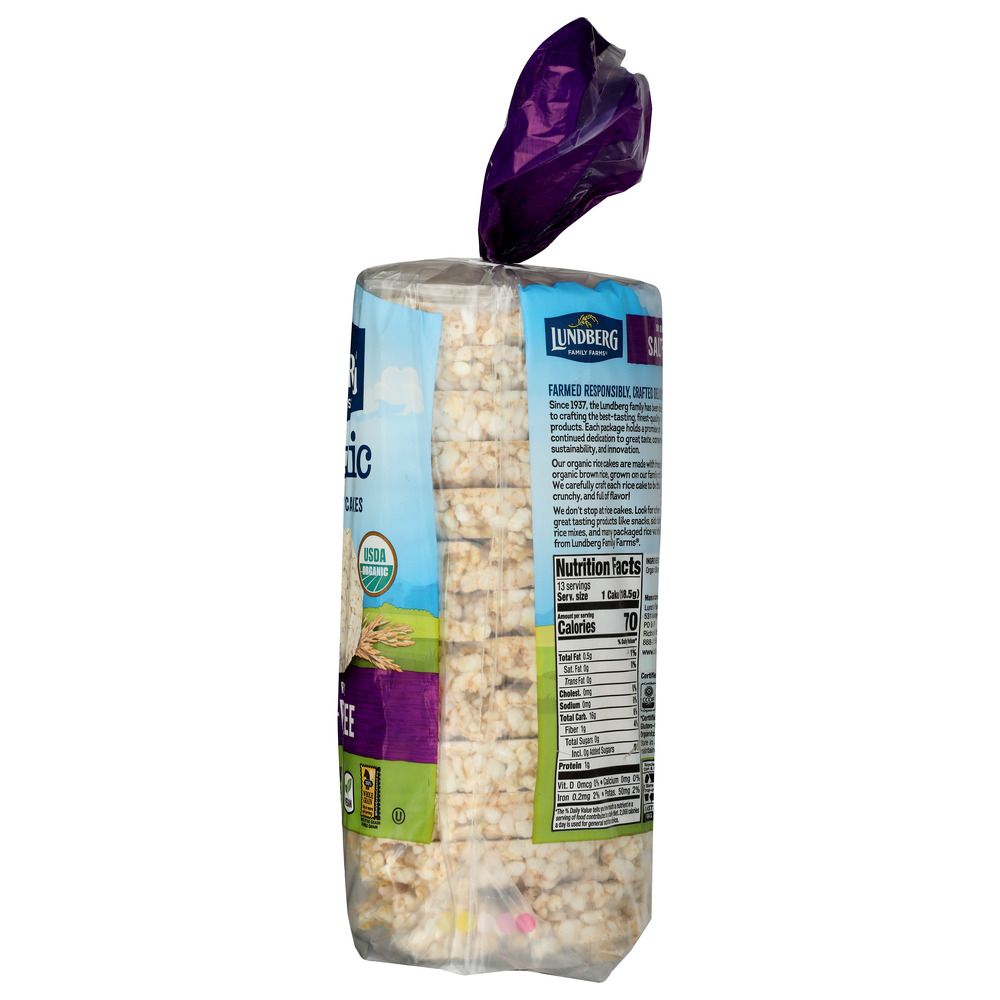 LUNDBERG: Brown Rice Organic Rice Cakes Salt Free, 8.5 oz