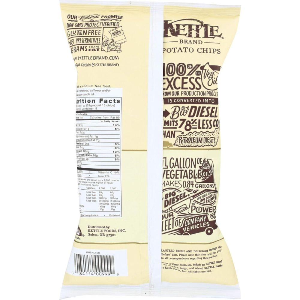 KETTLE FOODS: Potato Chips Unsalted, 5 oz