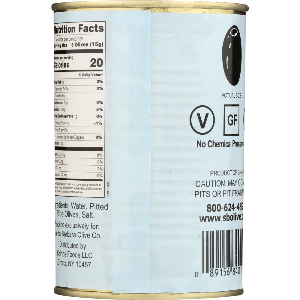 SANTA BARBARA: Pitted Ripe Olives Medium, 6 oz