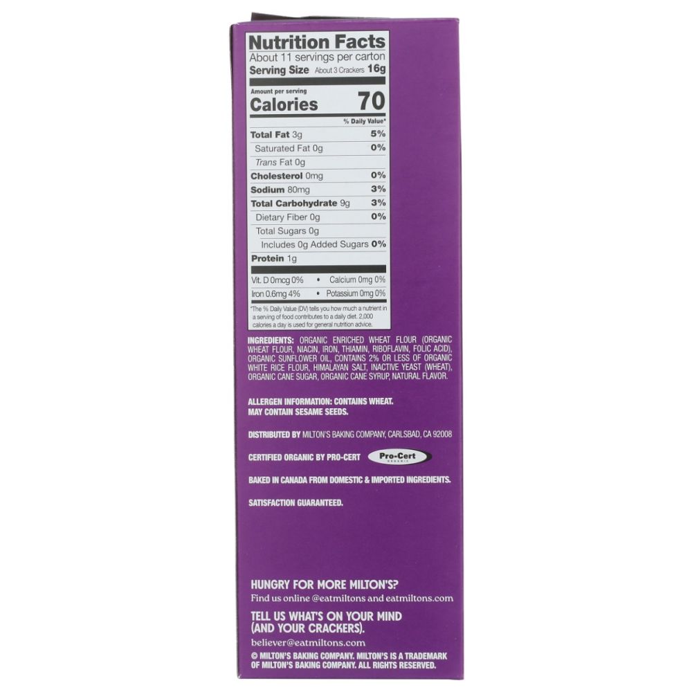 MILTONS: Organic Himalayan Salt Crackers, 6 oz