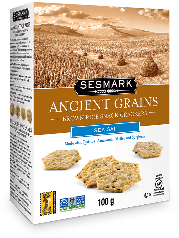 SESMARK: Ancient Grains Sea Salt Brown Rice Snack Crackers, 3.5 oz