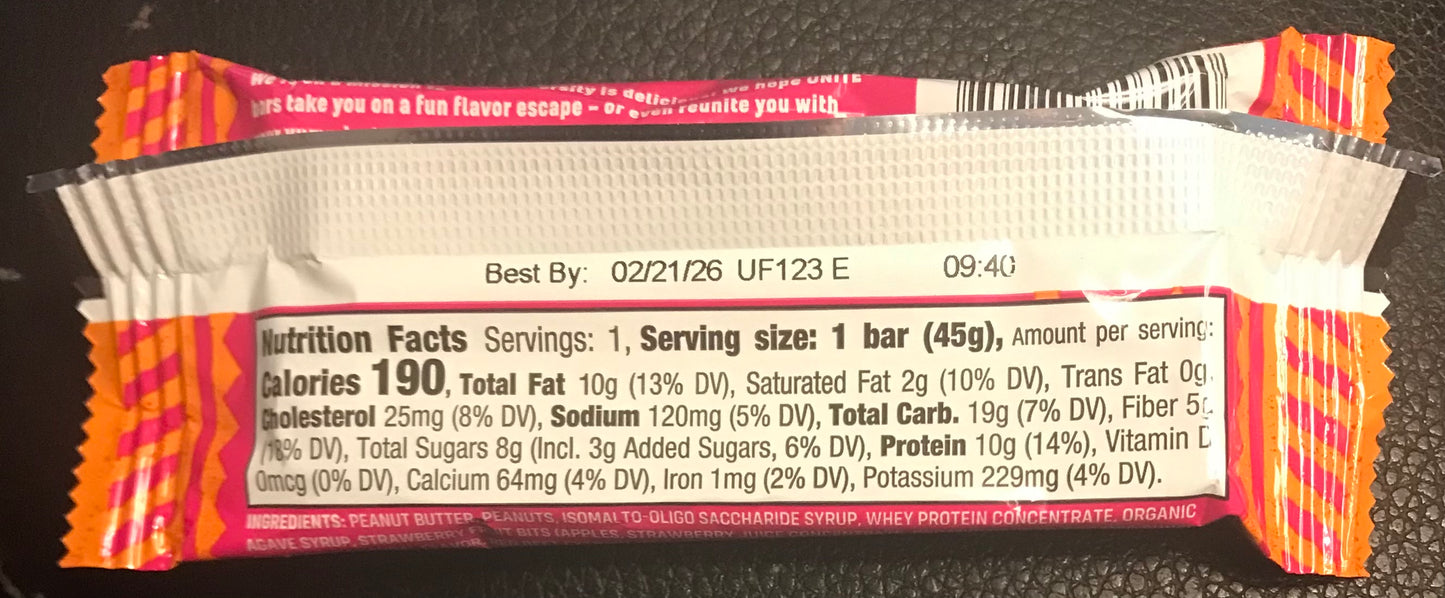Peanut Butter and Jelly Flavored Protein Bar