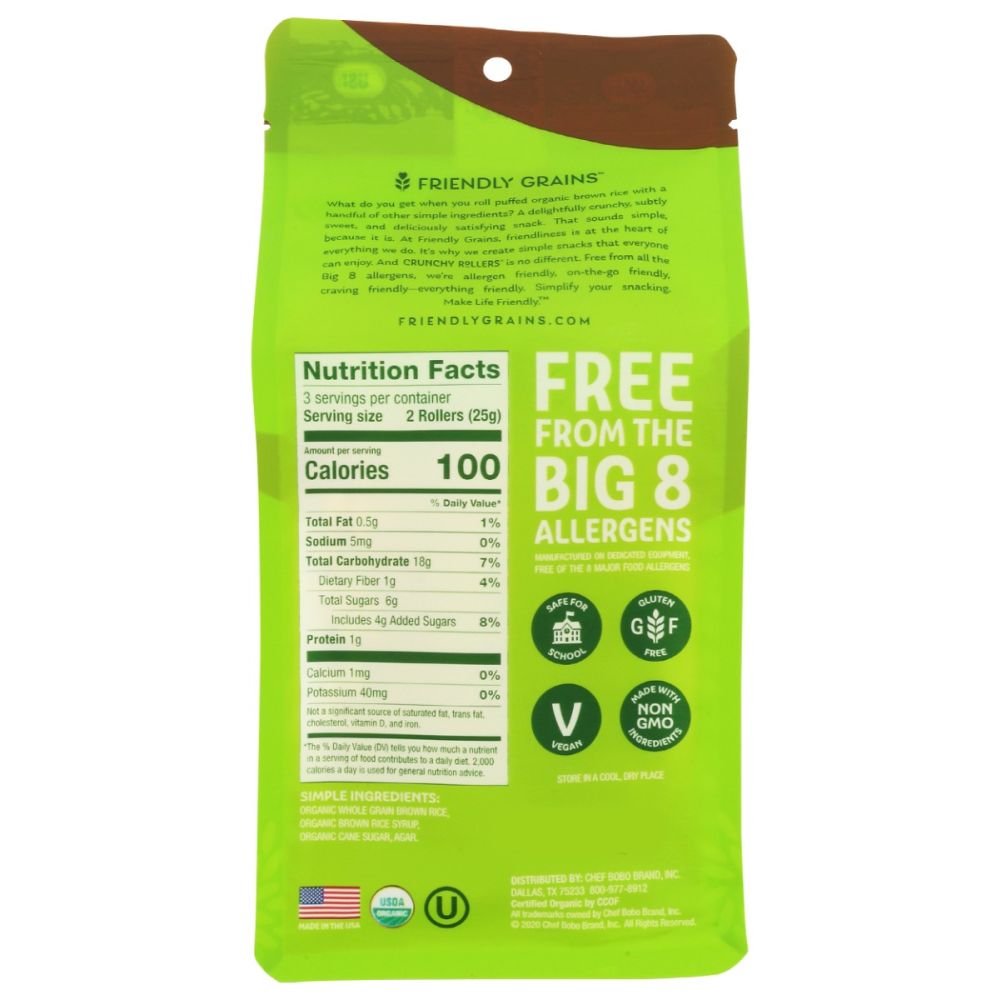 FRIENDLY GRAINS: Original Brown Rice Crunchy Rollers, 2.6 oz