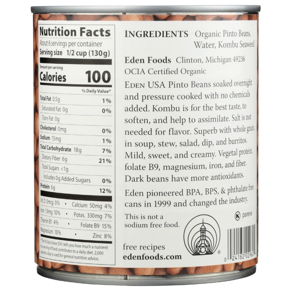 EDEN FOODS: Organic Pinto Beans, 29 oz