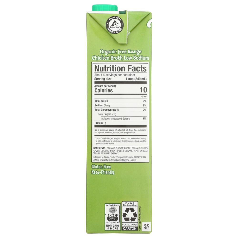 PACIFIC FOODS: Low Sodium Organic Free Range Chicken Broth, 32 oz