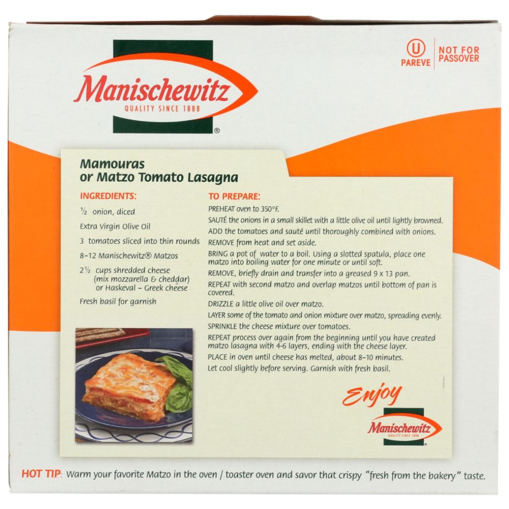 MANISCHEWITZ: Unsalted Matzo, 10 oz