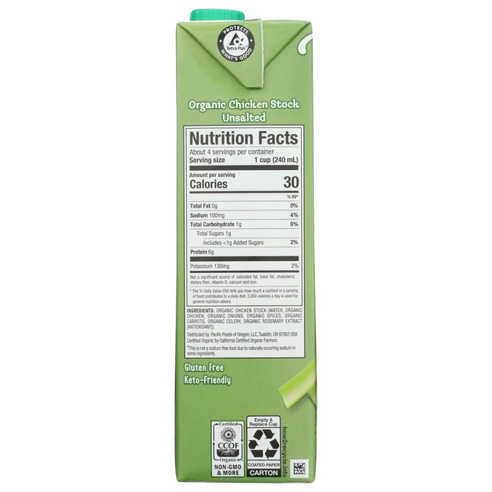 PACIFIC FOODS: Organic Unsalted Chicken Stock, 32 oz