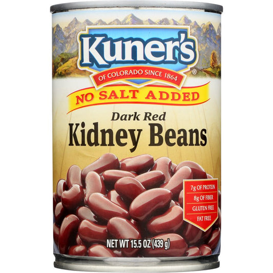 KUNERS: Kidney Beans Dark Red No Salt Added, 15.5 oz
