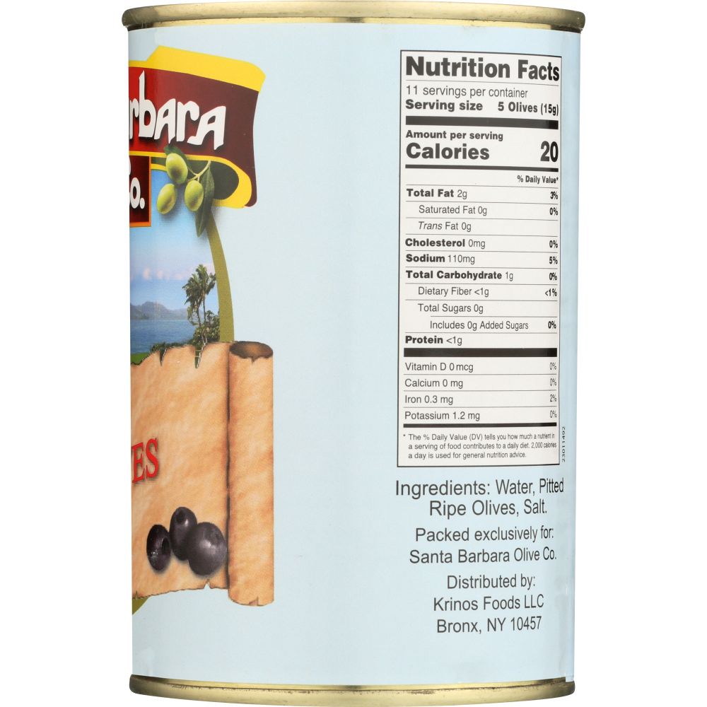 SANTA BARBARA: Pitted Ripe Olives Medium, 6 oz