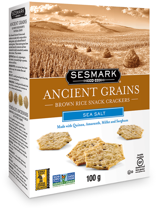 SESMARK: Ancient Grains Sea Salt Brown Rice Snack Crackers, 3.5 oz