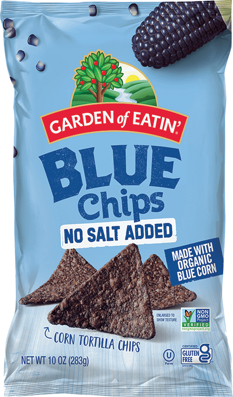 GARDEN OF EATIN: Blue Chips No Salt Added, 10 oz