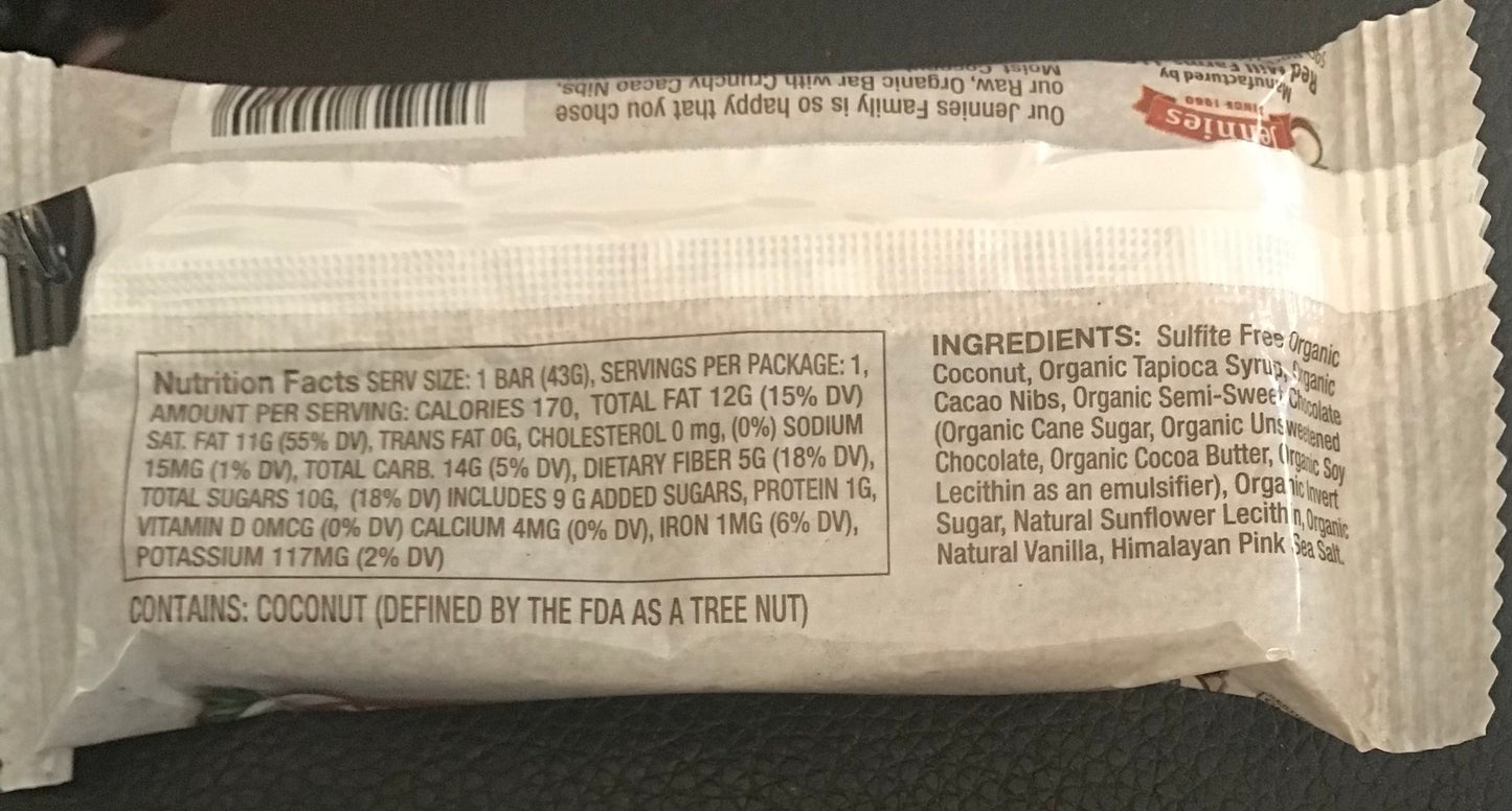 JENNIES ORGANIC COCONUT BAR