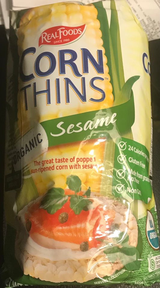 REAL FOODS: Organic Corn Thins Original, 5.3 oz sesame