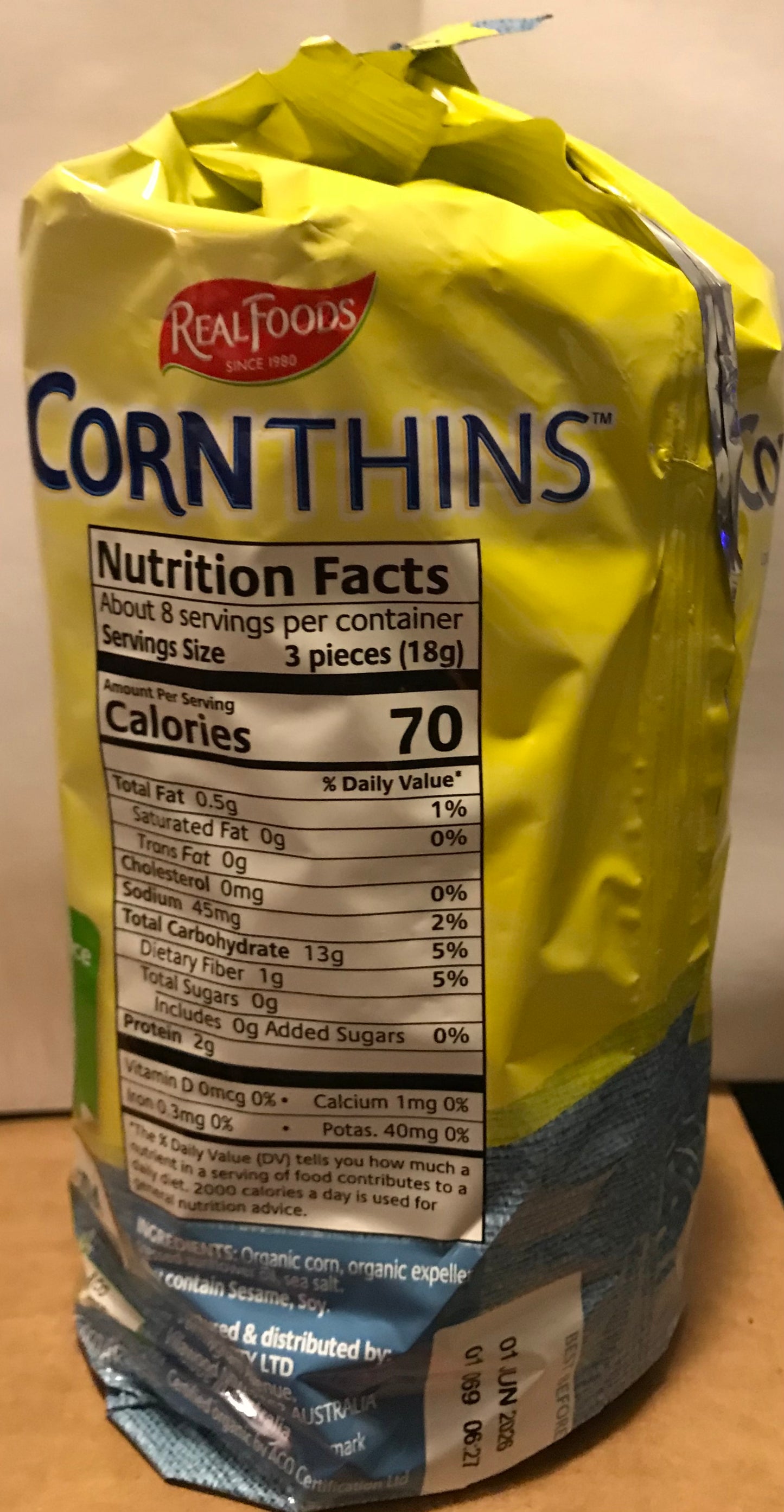 REAL FOODS: Organic Corn Thins Original, 5.3 oz