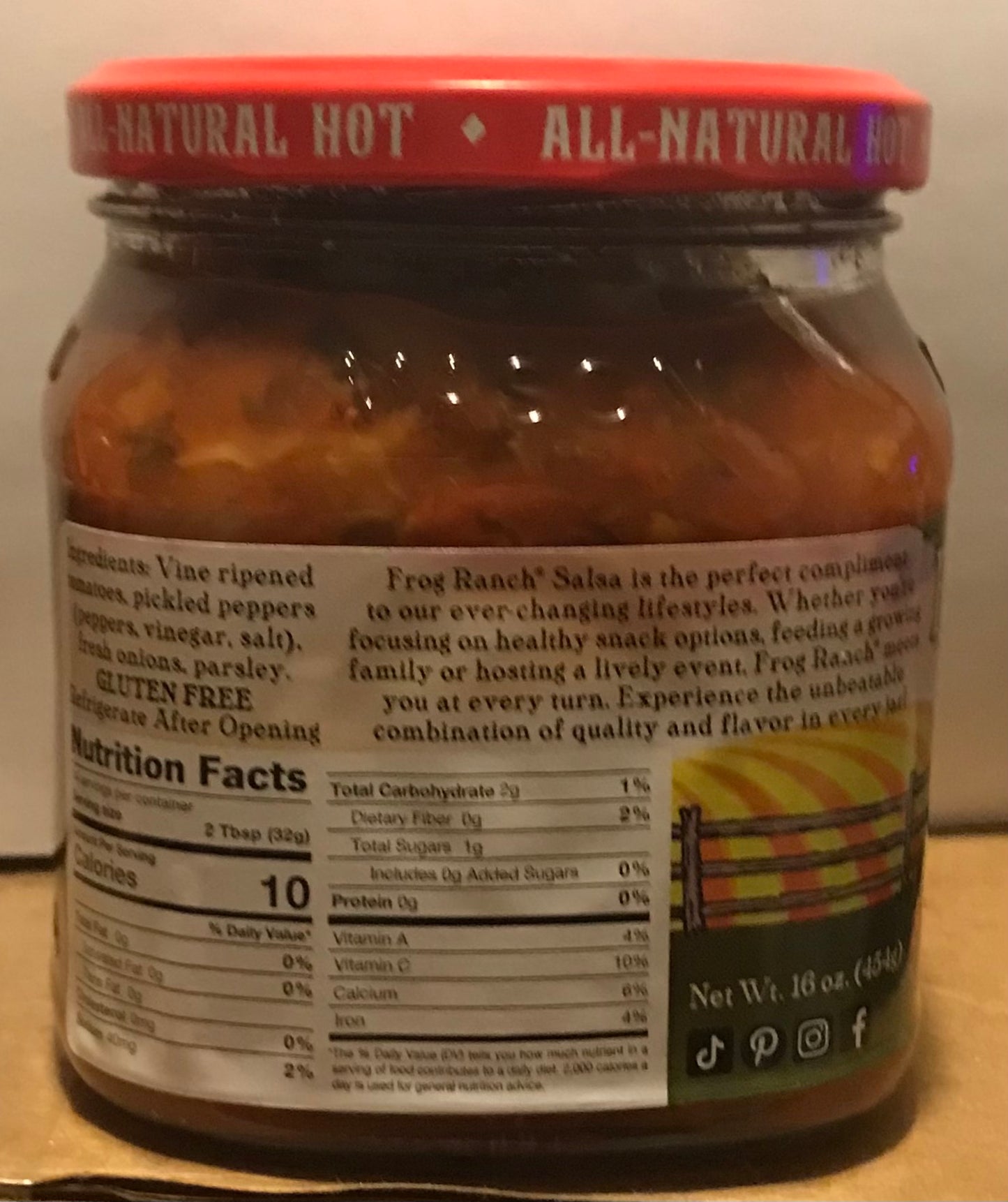 Frog Ranch Hot Salsa, 16 oz.