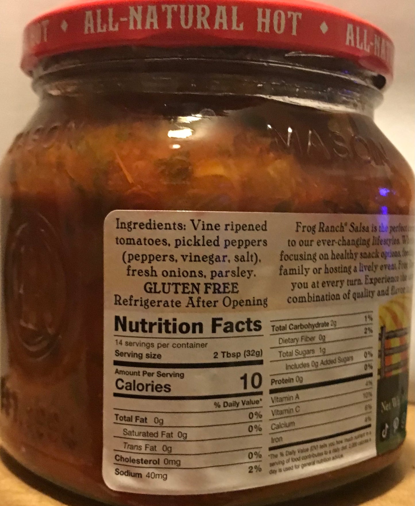 Frog Ranch Hot Salsa, 16 oz.