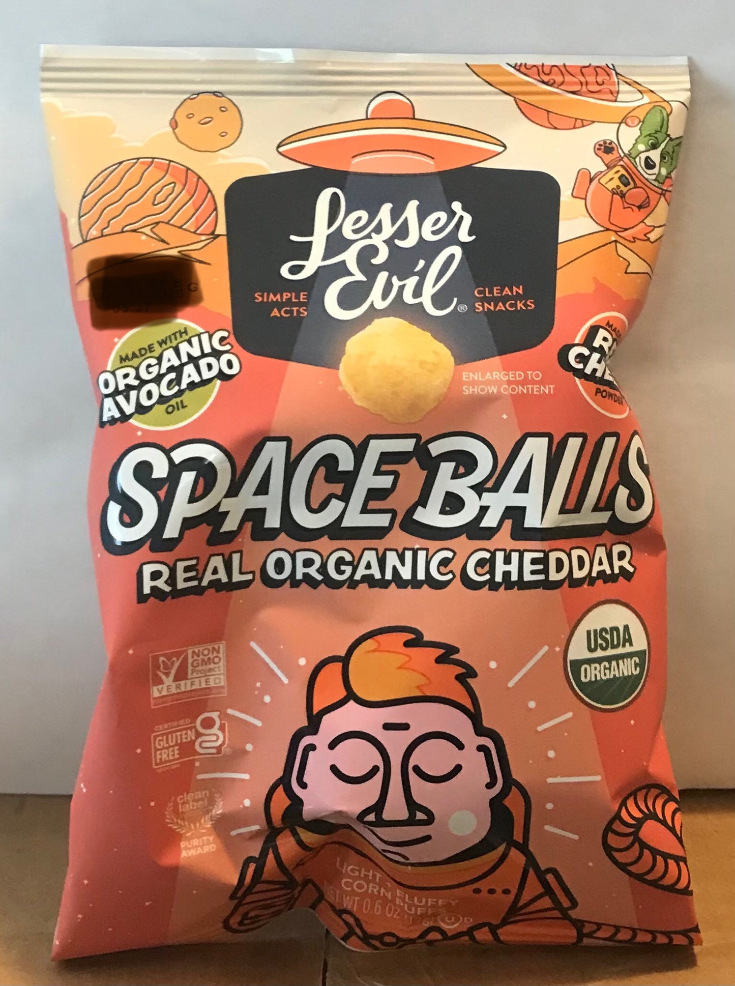LesserEvil Space Balls, Snack Pack, Real Cheese