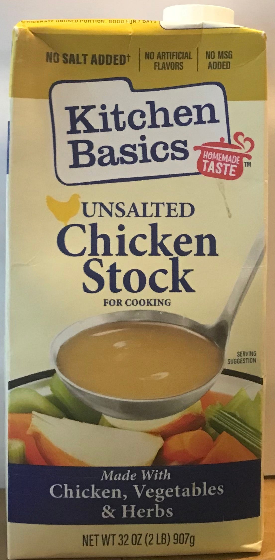 KITCHEN BASICS: Unsalted Chicken Cooking Stock For cooking, 32 Oz