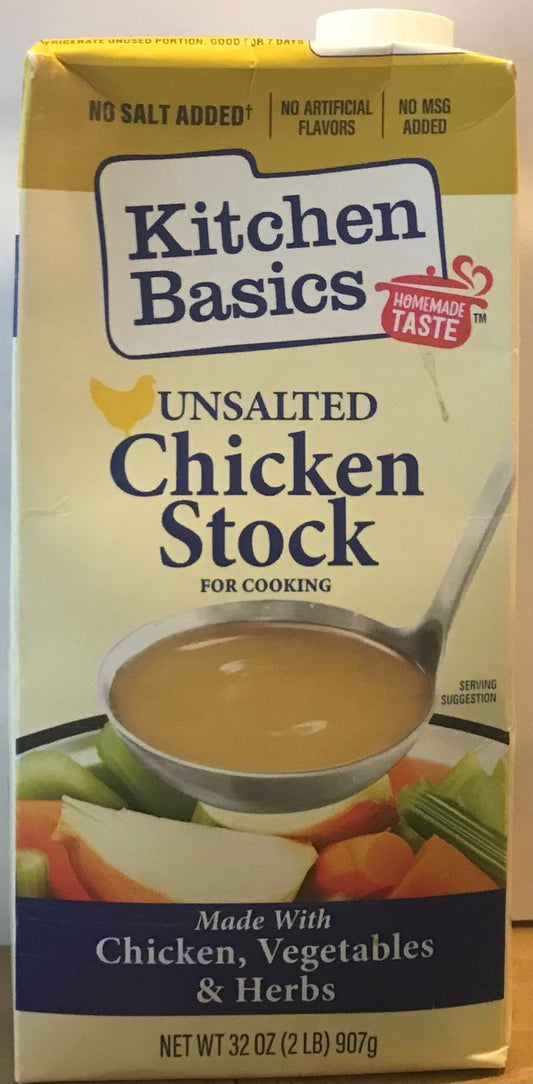 KITCHEN BASICS: Unsalted Chicken Cooking Stock For cooking, 32 Oz