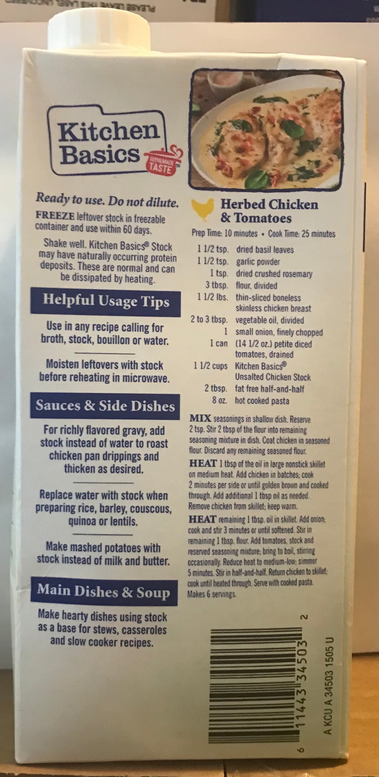 KITCHEN BASICS: Unsalted Chicken Cooking Stock For cooking, 32 Oz