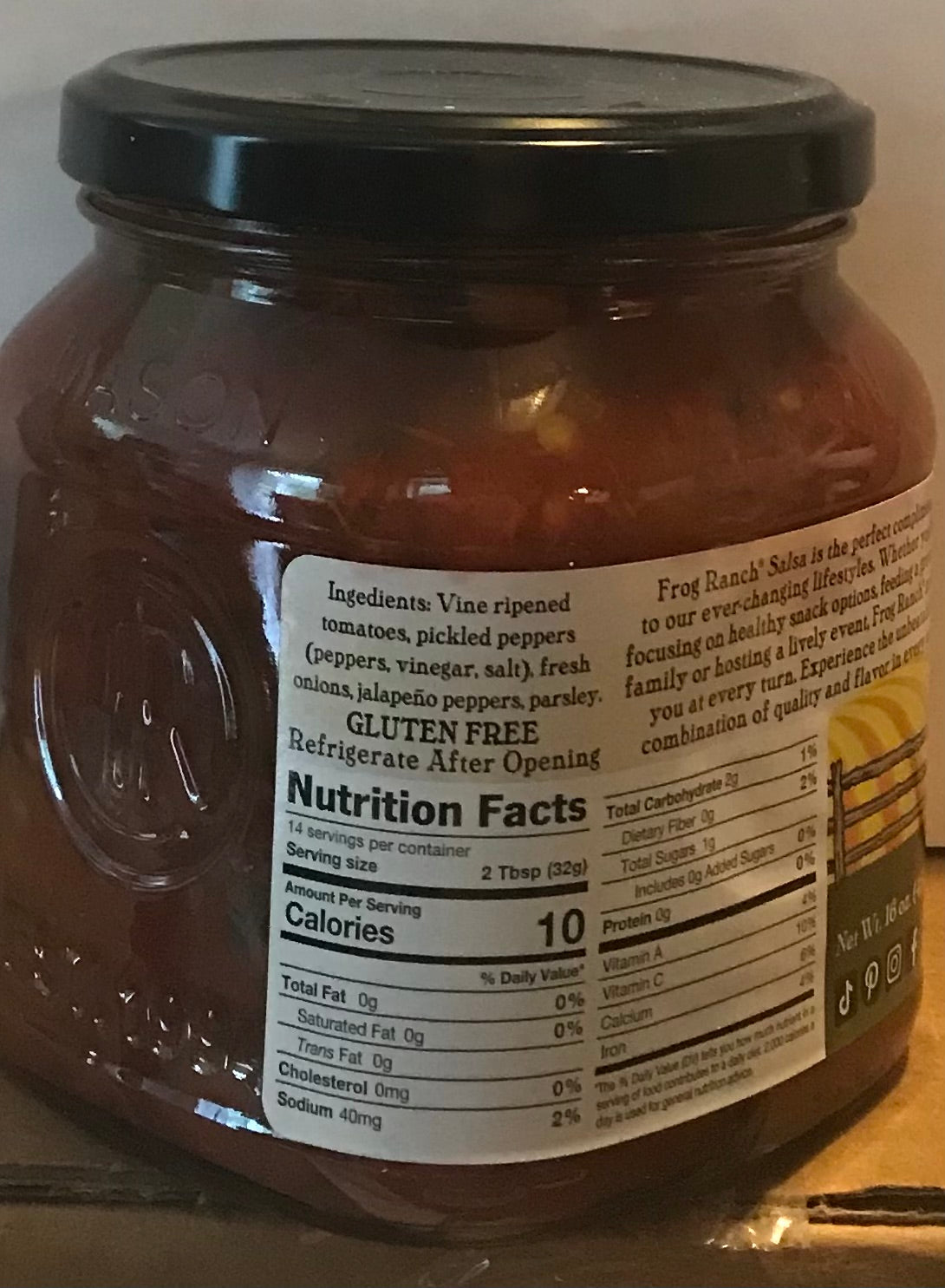 Frog Ranch smoked Jalapeño Salsa, 16 oz.